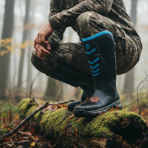 WOVENPAK Rubber Boots for Men, Mens Boots Waterproof Insulated Hunting Boots with Steel Shank, Neoprene Rubber Work Mud Boots Outdoor - image 3