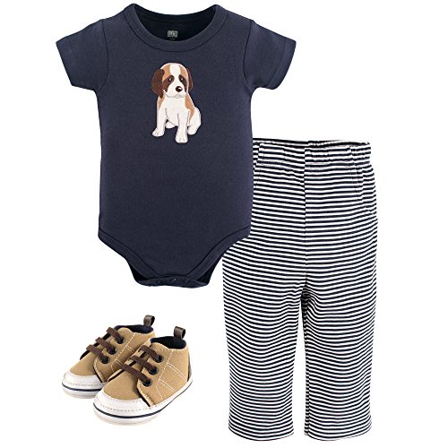 Image of Hudson Baby Unisex Baby Cotton Bodysuit, Pant and Shoe Set