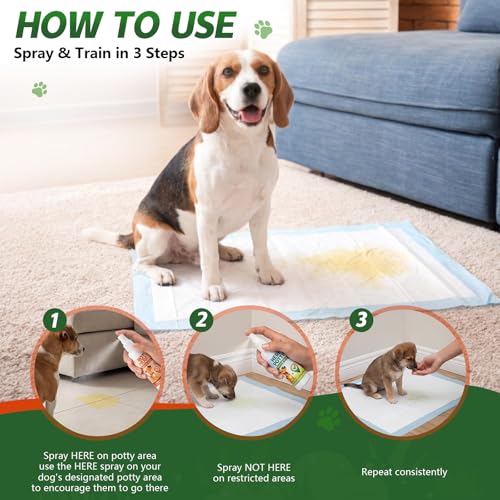 Image of Dog Potty Training Spray Set, Here Potty & Not Here Dog Training Spray, Puppy Potty Training Aid for Indoor & Outdoor Use, Helps Stop Marking, Urination & Repeat Accidents, 2 x 3.38 fl oz