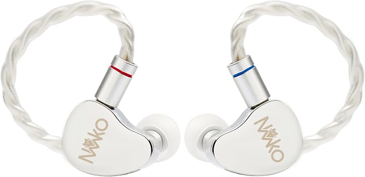 CVJ Neko in Ear Monitors, IEM Gaming Earbuds, Deep Bass Sound Wired Earbuds | in Ear Headphones for Audiophile Singers, 10mm Dynamic Drive, 3.5mm/4.4mm Plug, 4-Strands Silver-Plated CableSliver