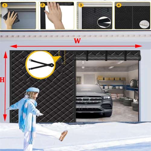 Generisch Isolierender Garagentor-Vorhang mit Magneten, Thermovorhang für Kälteschutz, 183-549 cm, geeignet zur Garagenabdeckung und Winterisolierung