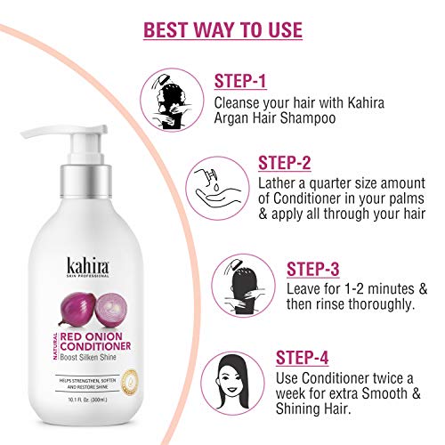 Image of Natural Red Onion Conditioner | Boosts Silken Shine | Strengthens, Softens & Restores Shine | Dermatologically Tested | 300ml (10.1 Fl. Oz.)