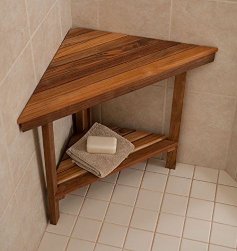 Plantation Teak Mini Corner Bench | Corner Shower Shaving Foot Rest #TOP4