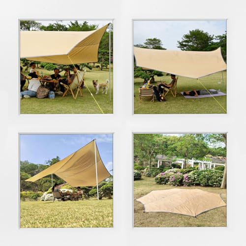 Bâche de camping imperméable 4,9x4,9m kaki haute densité pour bivouac - 6
