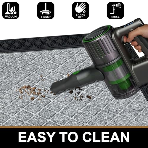 Image of Luxe Home Door Mats for Home mat Solid Grey Rectangular, Waterproof, Low Profile All-Purpose Entrance Rug with Anti-Slip Rubber Backing for Indoor and Outdoor Use (45cm x 75cm, Pc 1)