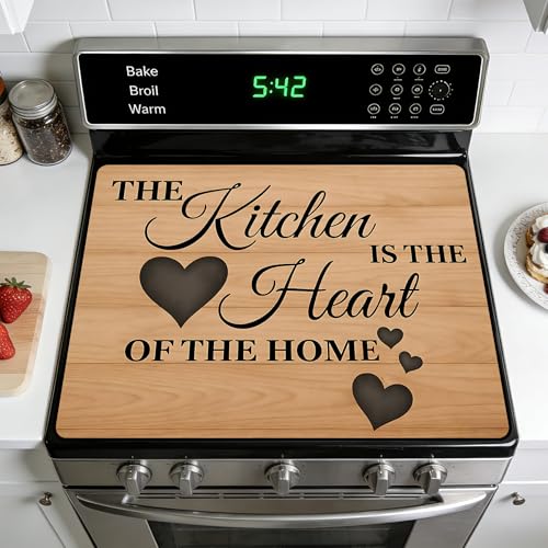Image of Kitchen Stove Top Cover & Floor Mat - 28.5x20.5 Inch Protective Stove Cover, Anti-Fatigue Kitchen Rug with Heart of the Home Design, Heat Resistant & Non-Slip Decorative Kitchen Counter Mat
