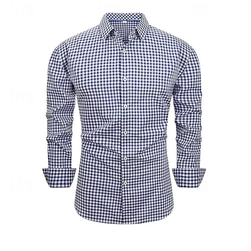 Chemise à carreaux homme lin été à manches longues décontractée