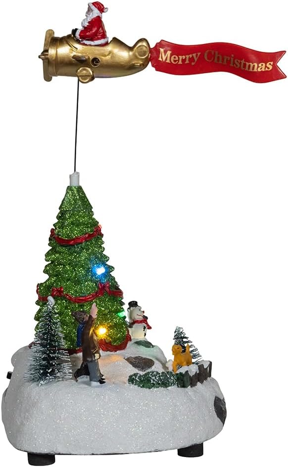 Kurt Adler 9.6-inch Battery Operated Multicolor LED Lighted Santa Christmas Scene Table Piece