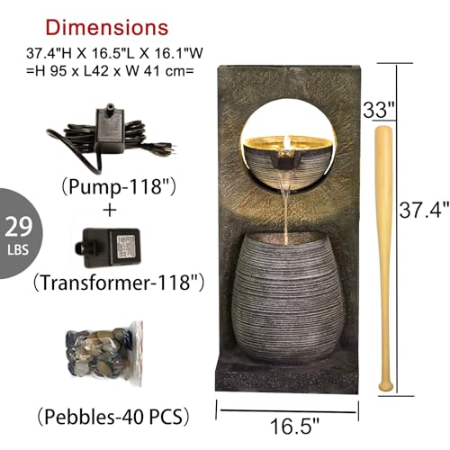 image for Bumilgar Water Fountain Outdoor Indoor - Modern Waterfall Garden Frees