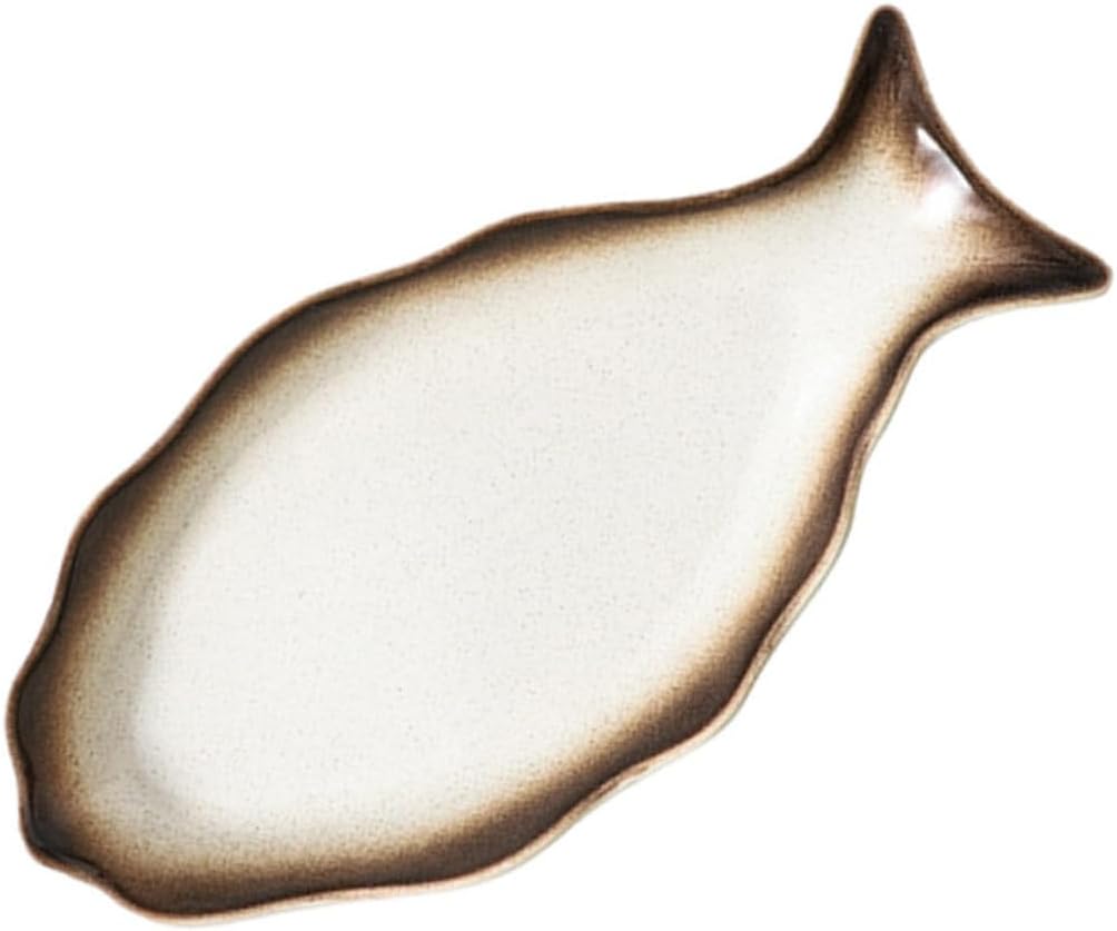 BESPORTBLE Ceramic Fish Plate Sushi Serving Dish 14-inch Japanese Style Porcelain Fish Platter for Restaurant and Home Dining