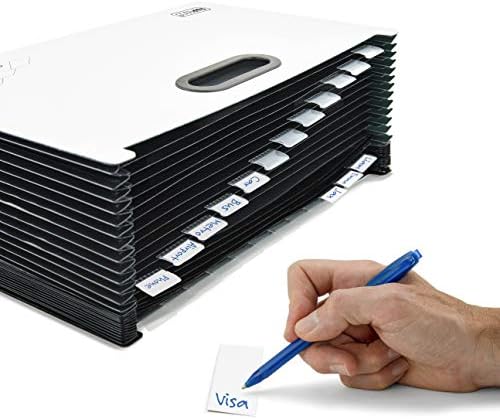 Rapesco 1622 SupaFile Plus A4+ Desktop Expanding File Organiser (Oversized to Fit Folders), 26-Part, White/Black