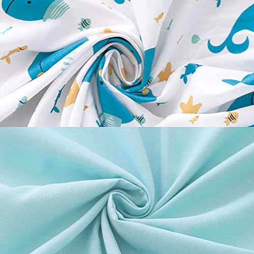 Image of Biloban 3-Piece Toddler Sheet Set Microfiber, Toddler Bedding Set Includes Crib Mattress Sheet, Flat Sheet and Envelope Pillowcase, Silky Soft, Breathable and Lightweight, Whale