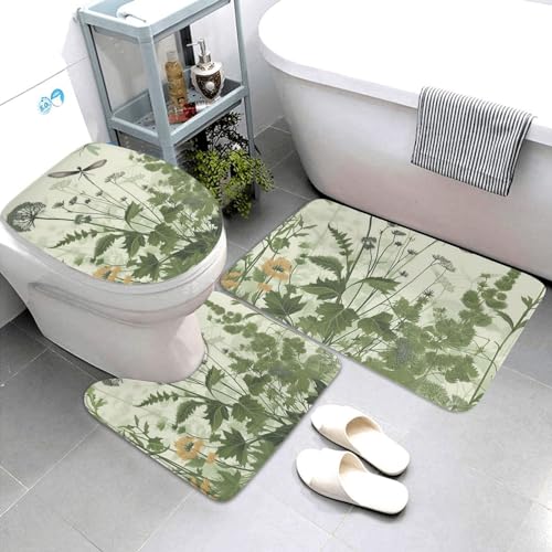 Tapis de bain sol glissant solution ensemble 3 pièces anti-chute lavable pour WC - 4