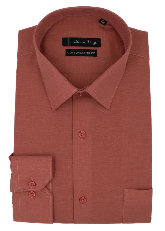 Image of 7-DAYS Men's Premium Formal Shirt - Cotton Blend, Regular Fit, Full Sleeve, with Pocket, Durable & Easy Care - Perfect for Office Wear