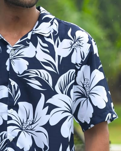 Image of Men's Floral Button-Down Shirt, Cotton Blend Stretchable, Casual Printed Striped Stylish Shirt