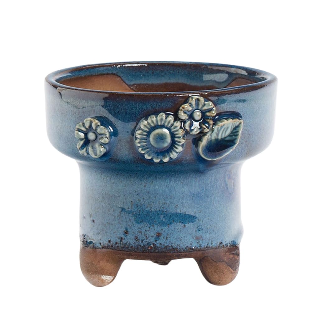 DFGHNBVC Cute Ceramic Succulent Planters, Stoneware Pots, Baskets And Bow Patterns Tiny Porcelain Garden Pots, Plants Not Included,C