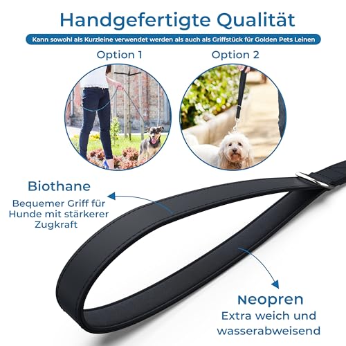 Testnote: Sehr gut - Kurzführer Hund 31cm I Wetterfest aus Biothane und Neopren Polsterung I Griffstück für Golden Pets Hundeleine I Hundeleine kurz kleine - große Hunde