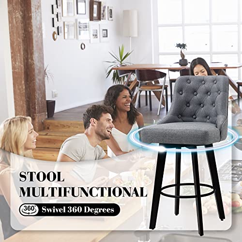 Homyedamic Counter Stool 360 Free Swivel Upholstered Height Bar Stool With Back Set Of 2, Cotton Linen Fabric Skin-Friendly #TOP3