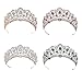 SWEETV Vintage Crystal Wedding Crown for Women Rhinestone Queen Tiara Bridal Hair Accessories, Pink