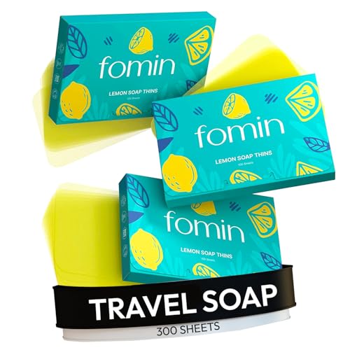 Image of FOMIN Paper Soap Sheets for Hand Washing - 300 Lemon Travel Soap Sheets