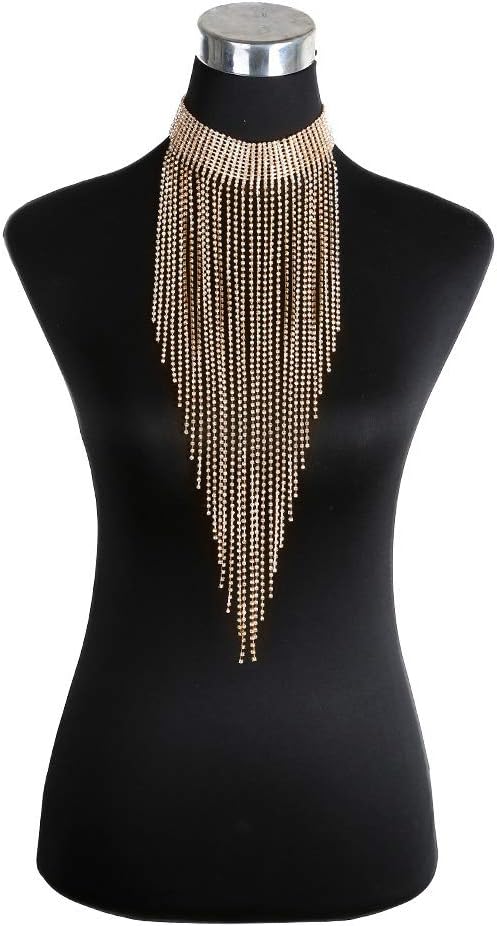 DOTASI Jewelry Shiny Rhinestone Chain Sexy Collar Choker Necklace