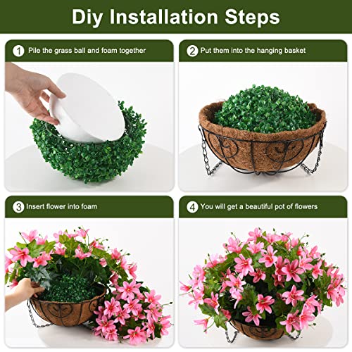 Artificial Orchid With Hanging Basket, 12-Inch Coconut Lining Hanging Flower Potted For Porch Courtyard Decoration, Artificial Plants Hanging Flower Basket Indoor And Outdoor Decoration(Pink) #TOP5