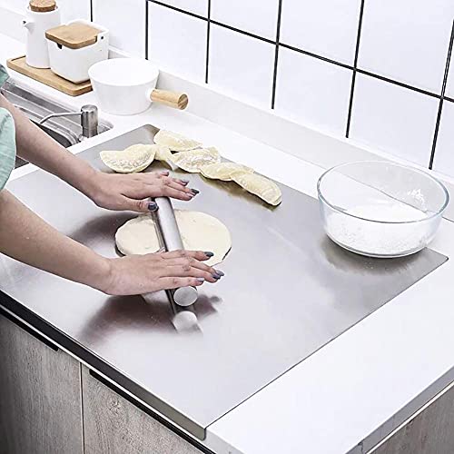 INDIAN DECOR. 50899 Extra Large Stainless Steel, Heavy Duty Cutting Pastry Board for Meat Vegetables Bread