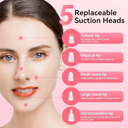 Electric Blackhead Remover Vacuum 4 Suction Power Mode Blackhead Remover Tool Black Head Remover for Face Whitehead Remover with Heating Mode, Deep Cleansing Unclogging Pores Blackhead Remover Tool - Image 6