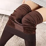 MAYOGO Damen Winter Solid Thermo Strumpfhose Warm Leggings mit Fleece Gefüttert,Ferse Drücken Shapewear Skinny Hose