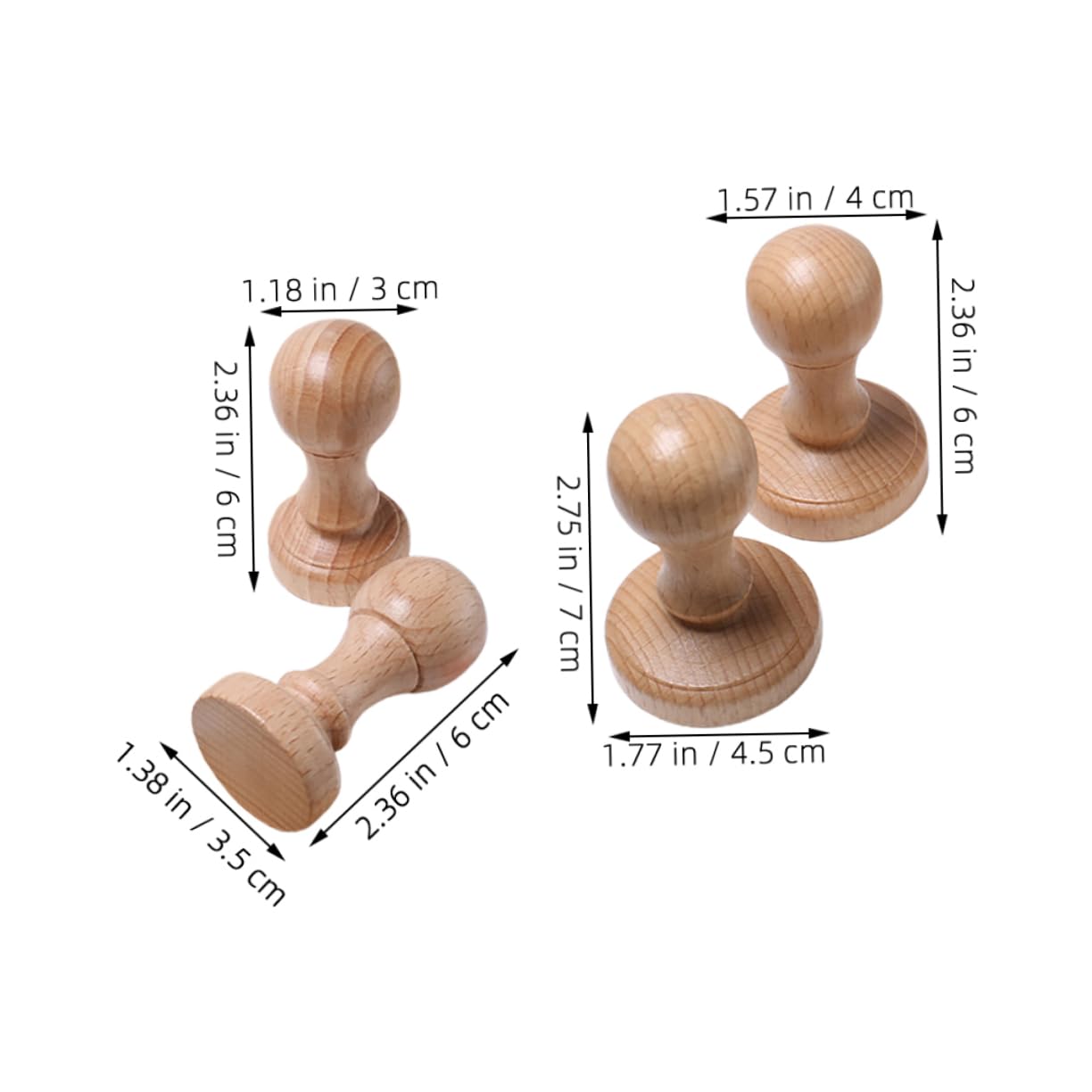 Gogogmee 4pcs Ergonomic Wooden Stamp Handles Comfortable Design for Classroom Antique Stamper Handle Accessories for Creative DIY Projects