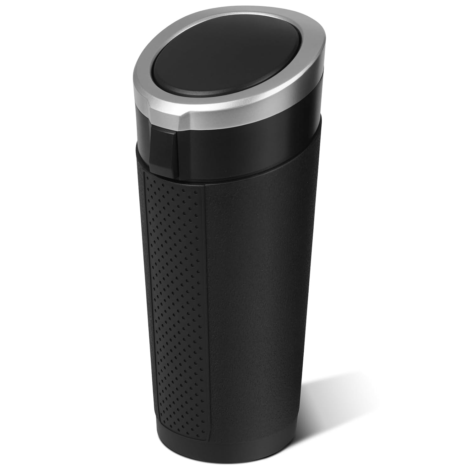 Soko Premium Car Bin Mini Car Trash Can With Lid, Small Portable Garbage Plastic Bin, Car Accessories, Leakproof Vehicle Cup Holder Waste Storage For Car, Home - Silver, Press-Top & Flip-Top Lid-image-15