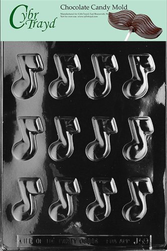 Cybrtrayd Life of the Party J059 Musical Note Chocolate Candy Mold in Sealed Protective Poly Bag Imprinted with Copyrighted Cybrtrayd Molding Instructions