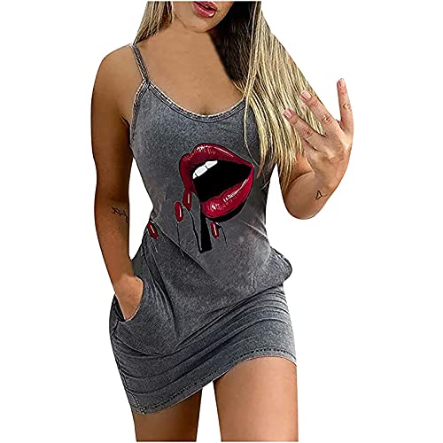 Yanvan Womens Dresses,Sleeveless O-Neck Sexy Wrap Dress Casual Summer Vintage Print Beach Dress Elegant Cocktail Dresses
