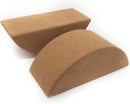 Miniatura 6 de VOSAREA Bloque de yoga de corcho de alta densidad antideslizante con forma de media luna para fuerza muscular central y equilibrio, herramienta de
