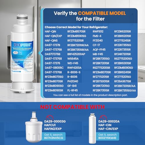 Image of ICEPURE DA97-17376B Refrigerator Water filter Compatible with Samsung DA97-17376B DA97-08006C HAF-QIN, HAF-QIN /EXP, RF23M8070SG, BRF425200AP, 1PACK