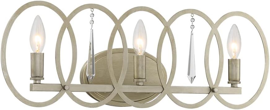 Designers Fountain 94403-SG Hutton 3-Light Bathroom Vanity Light Fixture, Sterling Gold