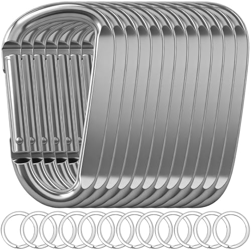 Image of 12PCS Carabiner Keychain Clip - 3 inch Aluminum Caribeener Key Clip,D Ring Shape Nonlocking Carabeaner Hook Buckle,Multi-Function Spring Snap Key Clips Tool for Home,Camping,Hiking,Traveling,Backpack