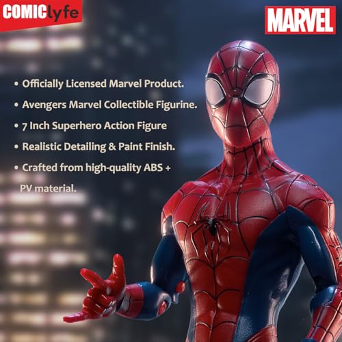 Image of Marvel Classic Spiderman 7 Inch Superhero Action Figure Toy | Avengers Collectible Figurine | Fully Articulated ABS + PV Figure | Spider man Action Figure, Superheroes Toys for Kids & Fans