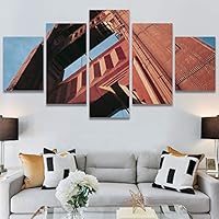 SIGNWIN 5 Panel Canvas Wall Art Modern Art Architecture & Maps Building Contemporary Expressive Multicolor Photography for Home Decorations Ready to Hang - 60
