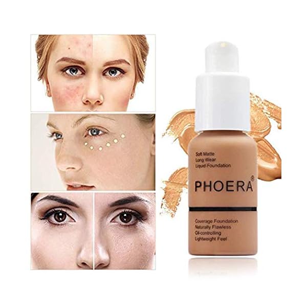 2-Pack-Phoera-FoundationDurable-waterproof-matte-foundation-matte-oil-control-concealer-foundation-cream-102-Nude-30ml 2 Pack PHOERA Foundation, Flawless Soft Matte 24HR Oil Control Full Coverage Foundation Makeup for Women.102 Nude-30ml