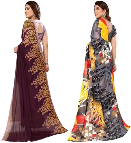 Payal Floral Georgette Saree With Blouse Combo Pack of 2 Combo (Combo_Md_1108_3_1344)_A14564