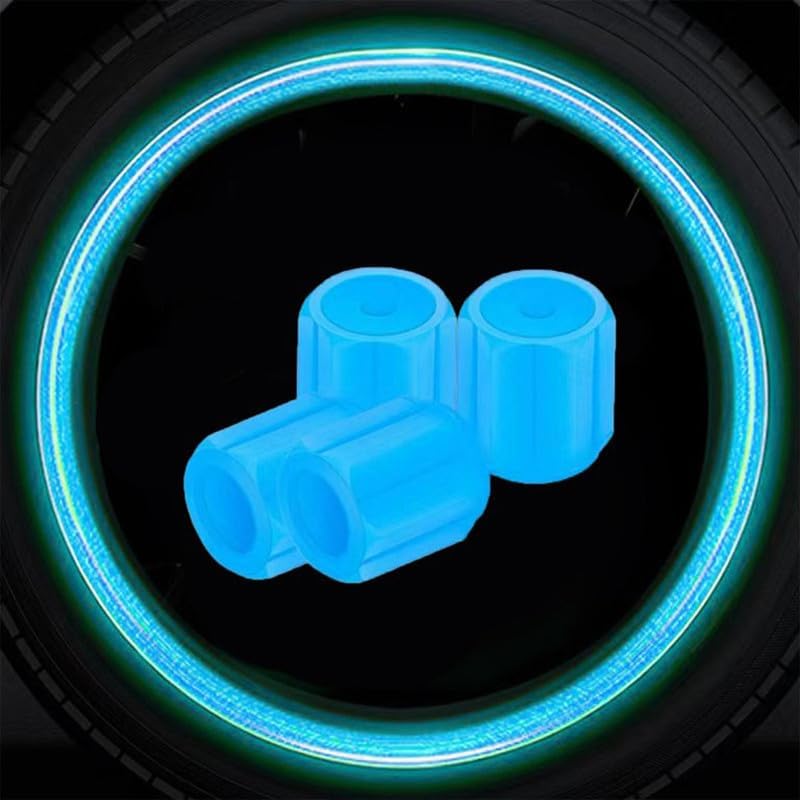 | Blue | Luminous Wheels Cap Tire Valve Stem, Glow Luminous at Night, Air Caps Cover Fluorescent, Illuminated Auto Car Wheel Valve Stem Caps Cover Set of 4 Compatible with Renault Scala