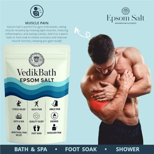 Image of Epsom Salt | Natural Magnesium Sulfate for DIY Scrubs | Foot Soaks & Relaxing Baths | Fragrance-Free & Skin Safe | Fast-Dissolving Bath Soak for Sore Muscles | Workout Relief & Joint Comfort | Soak for Relaxation Detox & Stress Relief | Net Weight 1Kg