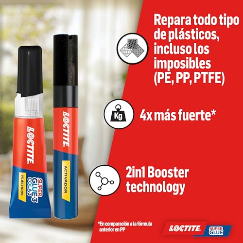 Miniatura 3 de Loctite Super Glue-3 Plásticos Difíciles 2 G 4 Ml , Pegamento Fuerte Bicomponente Para Plástico, Adhesivo De Cianoacrilato Con Activador En Formato Rotulador Para Tareas De Bricolaje