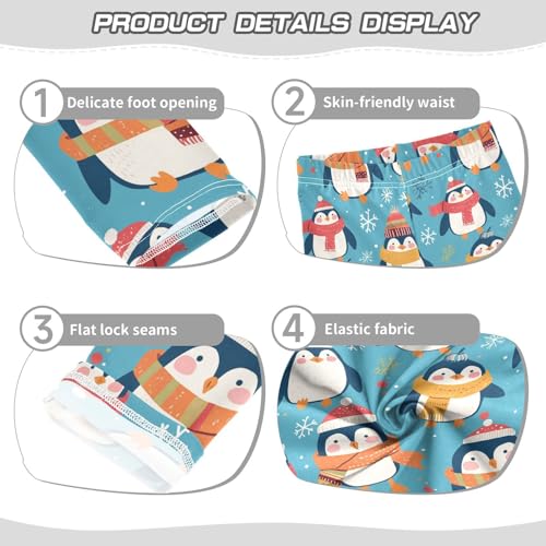Christmas Penguin Kids Girl's Cotton Leggings Soft Full Length Activewear Sports3