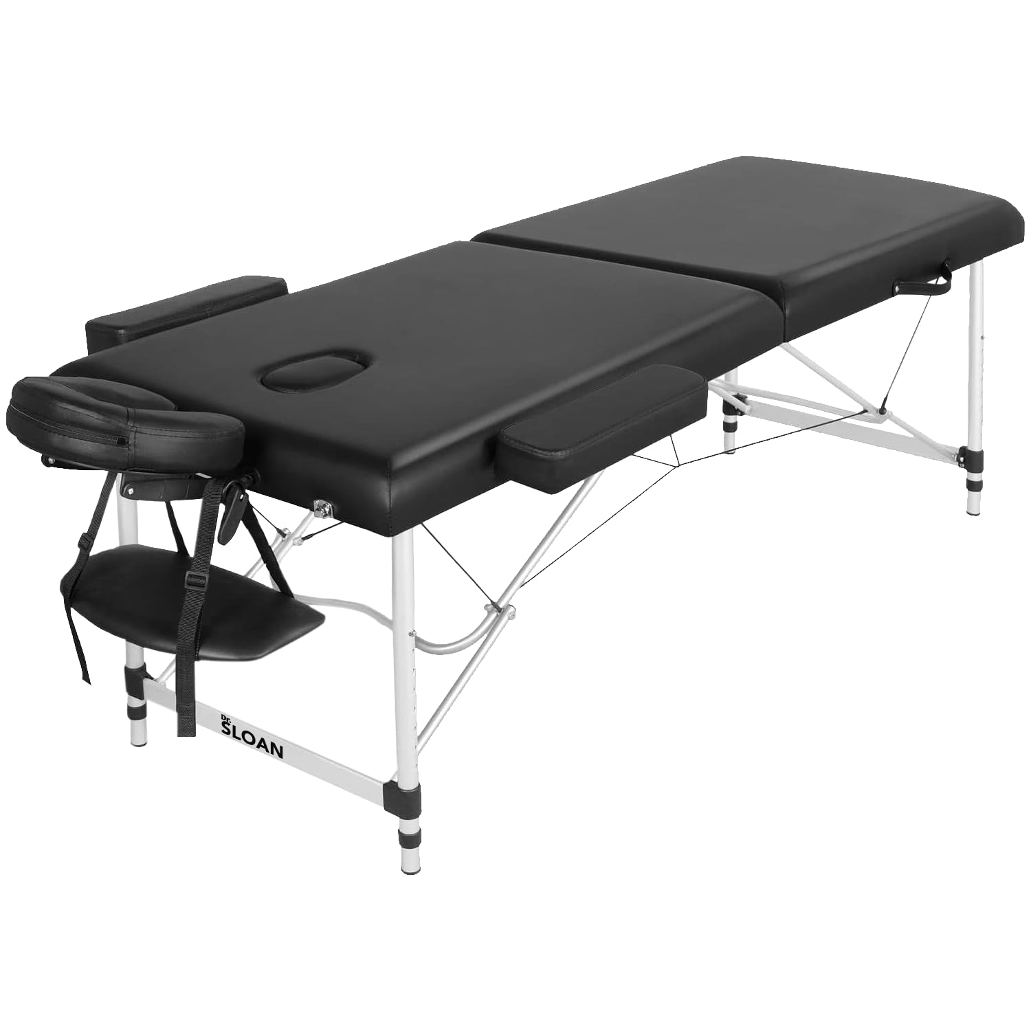 Sloan Barella in alluminio professionale - pieghevole e portatile - altezza regolabile - rivestimento resistente - per fisioterapia, massaggi e riabilitazione | nero