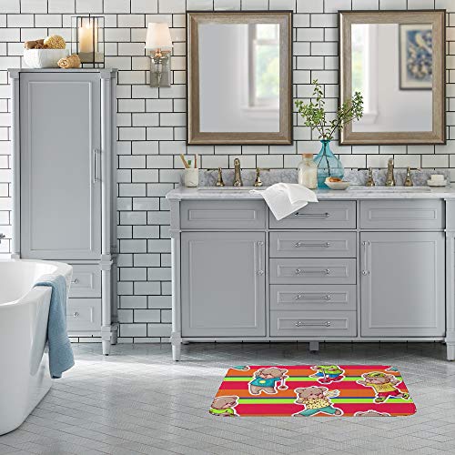 Tapis de bain oursons Ruchen en velours corail rayé multicolore 91x61 cm - 4