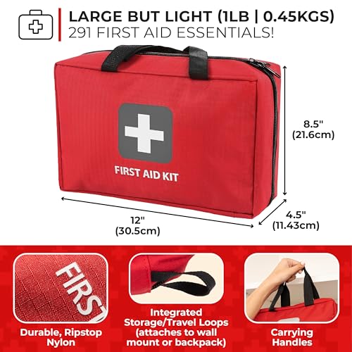 First Aid Kit – 291 Pieces of First Aid Supplies | Hospital Grade Medical Supplies for Emergency and Survival Situations | Ideal for Car, Trucks, Camping, Hiking, Travel, Office, Sports, Pets, Hunting, Home - Image 4