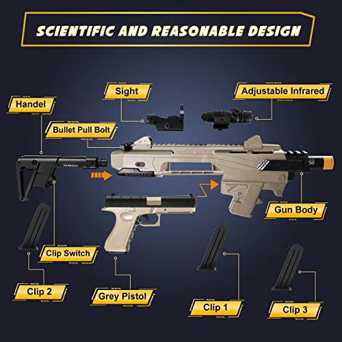 Bugrtey Soft Bullet Two Modes Toy Gun Blaster-Realistic With Shell Ejecting Design&Sight&Infrared Scope-Cheap With 3 Clips&80 Foam Bullets-Gifts For Boys Girls Adults Age 8+ #TOP5