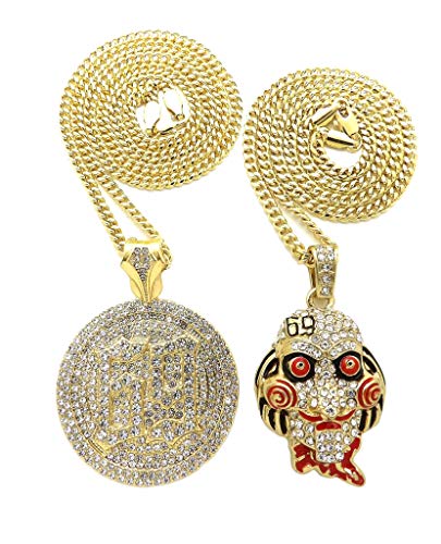 Hip Hop Iced Gold plated Saw Inspired & 69 Pendant & 3mm 20